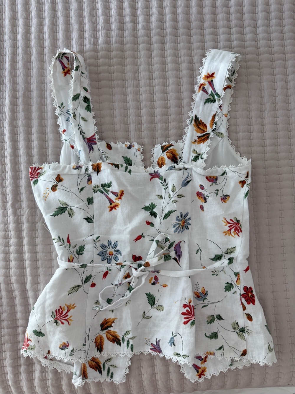 Reformation White Floral Lace-Trim Corset Camisole - Picture 5 of 7